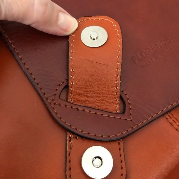 Florence Authentic Italian Leather Crossbody Handbag Flap Snap Closure 11X8 - Picture 10 of 14